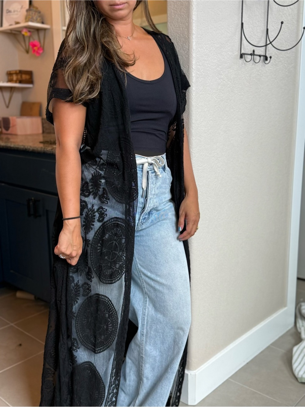 Boho Black Lace Kimono